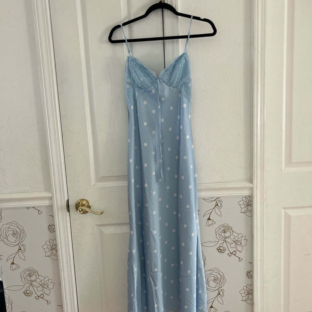 Jessica Simpson Light Blue Polka Dot Maxi Dress